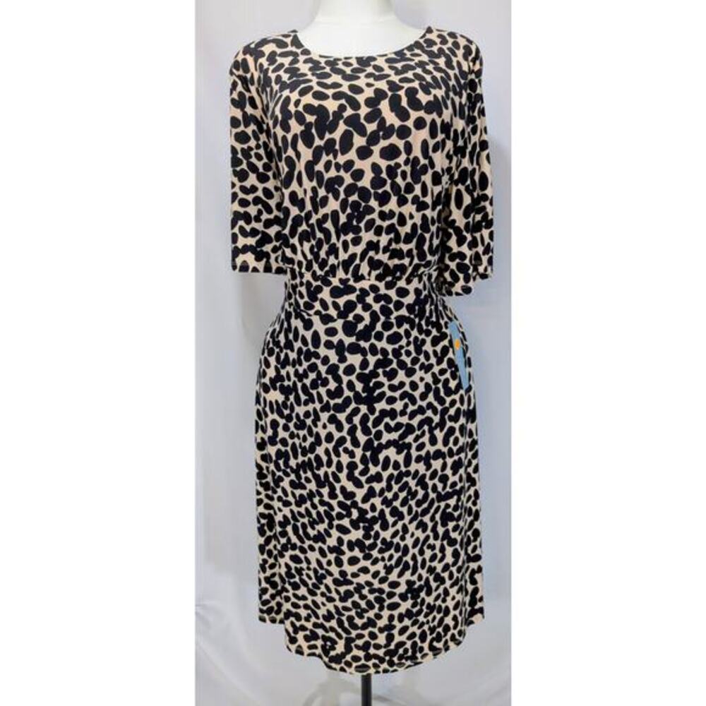 London Times Woman Tan Black Animal Print Dress Size 24W NWT‎